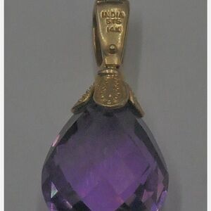 Elegant Purple and Gold Pendant 14kt